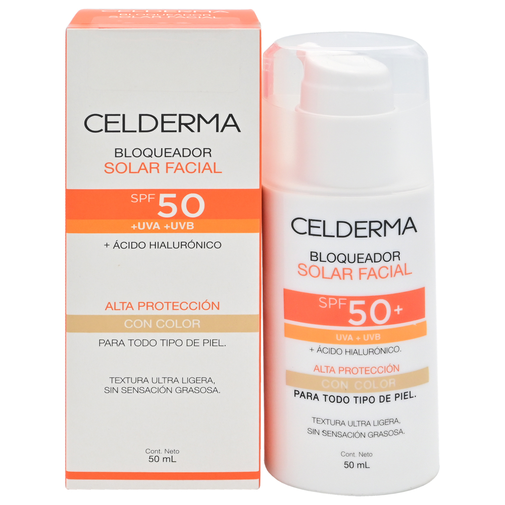 Celderma Bloqueador Solar Facial Spf50 Con Color 50 ml