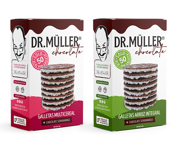 CAJA DR.MULLER CHOCOLATE SEMIAMARGO GALLETA ARROZ INTEGRAL Y MULTICEREAL- 16 UNIDADES
