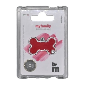 My Family Identificadores Placa Basic Handmade Hueso Perro Grande Rojo 001 *1