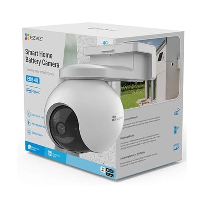 CAMARA DE SEGURIDAD EZVIZ EB8 4G 2K BIDIRECCIONAL PANORAMICA BATERIA 10400MAH V. COLOR SIRENA HASTA 512GB MICRO EB8 4G