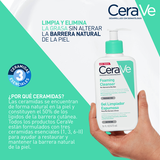 Cerave Gel Limpiador Espumoso Cara-Cuerpo 473 ml