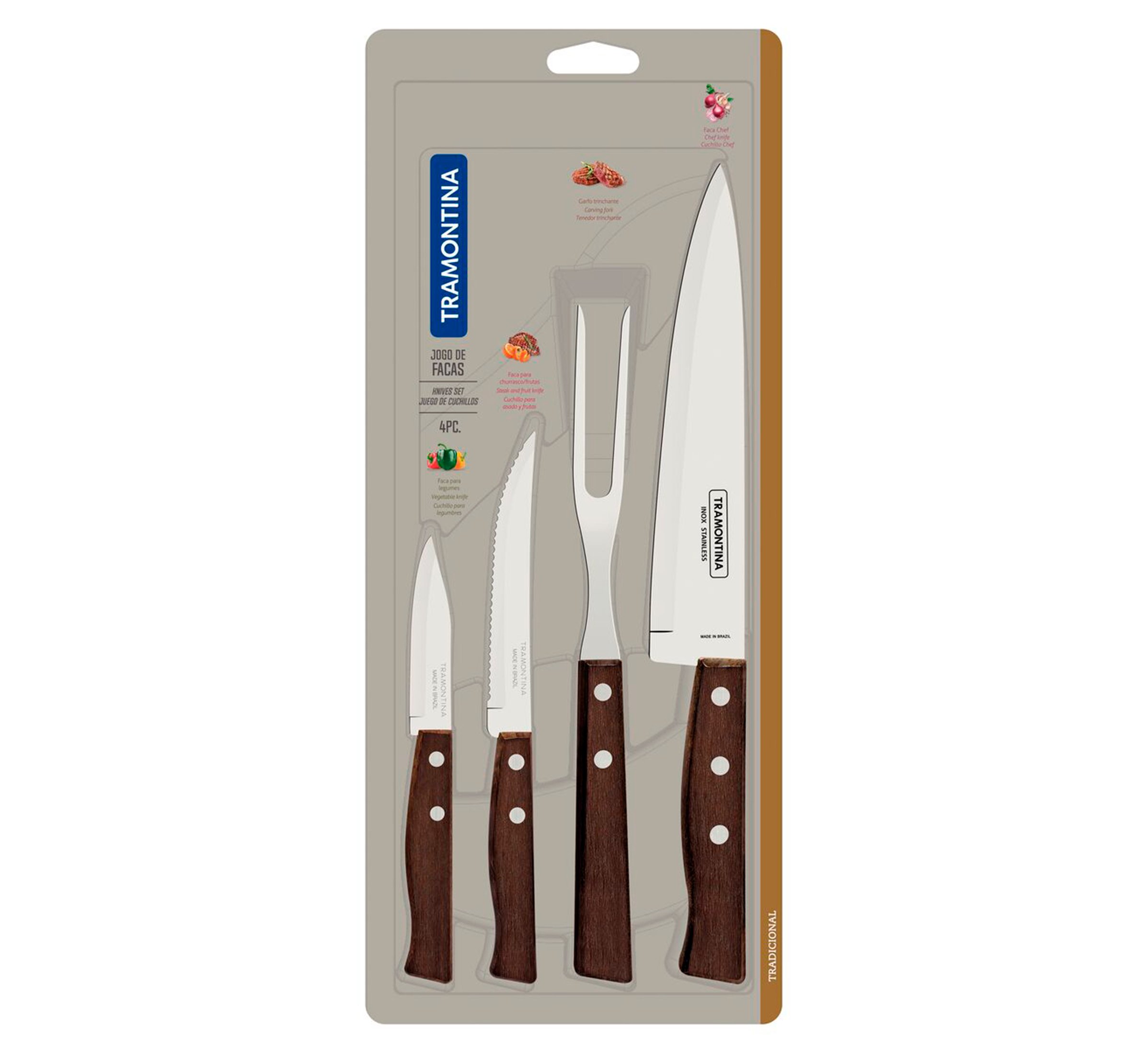 Tramontina juego de cuchillos BBQ 4 piezas