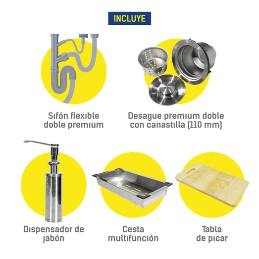 FREGADERO EMPOTRAR 2PZS.SATIN SILVER 82X45X23CM TABLA BP03204
