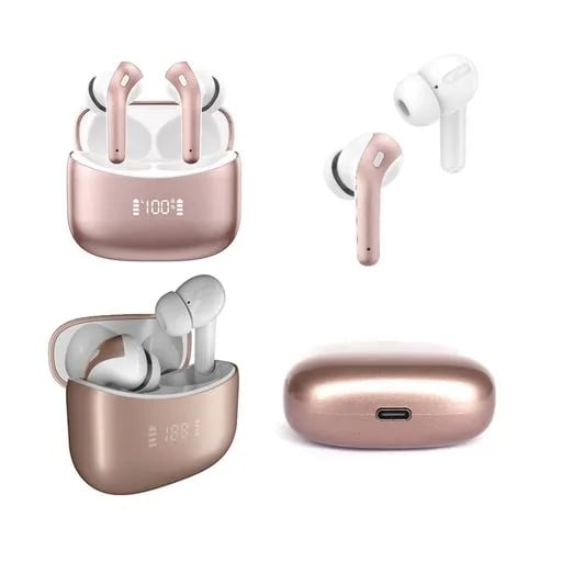 HEADSETS TEROS  TE8074GR IN EAR BT 5 3 ROSE GOLD ESTUCHE DE CARGA 400MAH RED  DE RUIDO  TYPE C