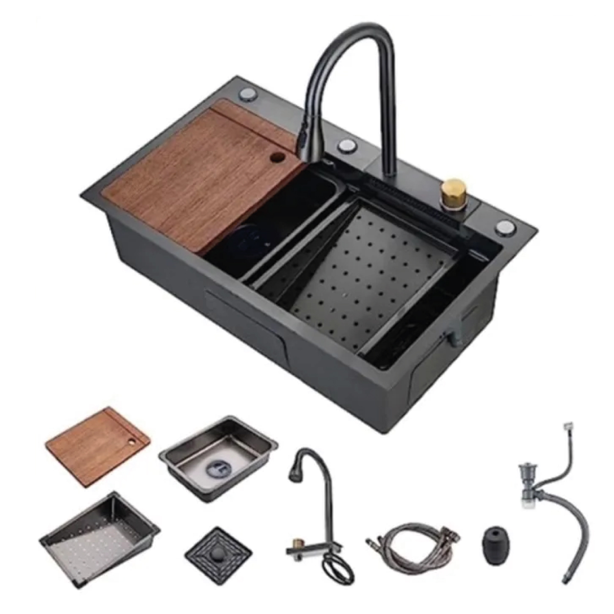 FREGADERO 75X46CM 1PZ. INOX  NEGRO SET LUXE 4FRID98