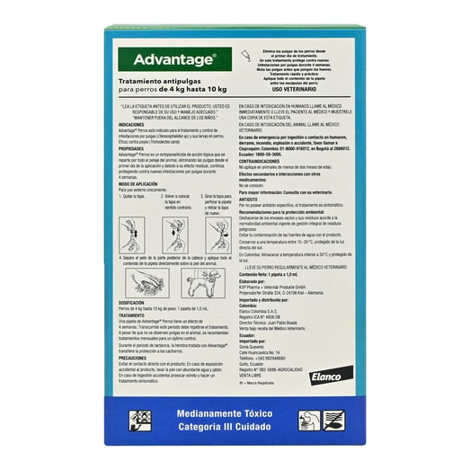 Advantage Elanco Antiparasitario 4-10Kg Para Perro *1
