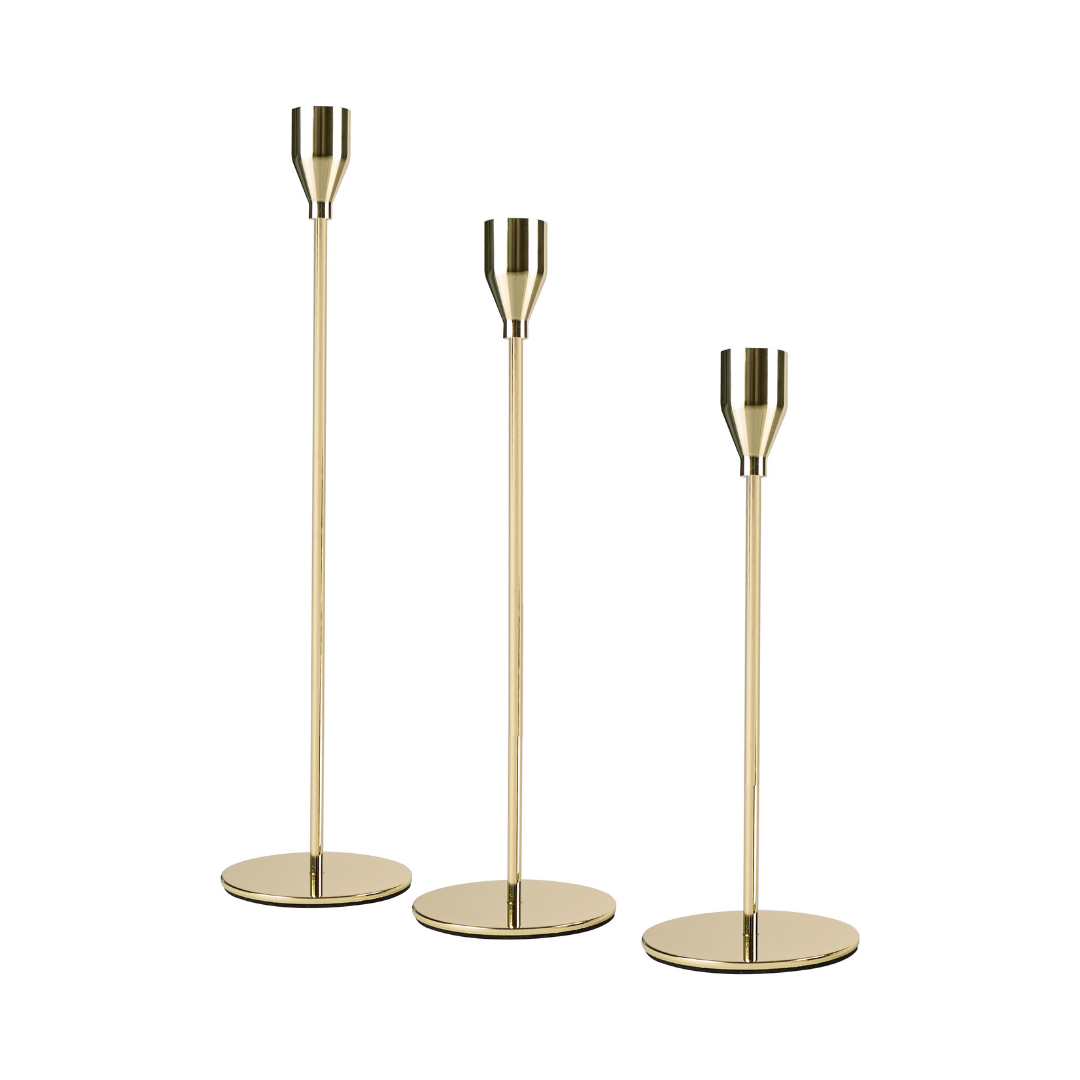 Set de 3 candelabros DORADOS