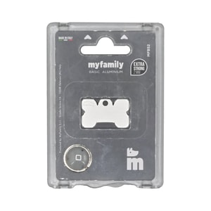 My Family Identificadores Placa Basic Aluminio Hueso Pequeño Perro Gris *1