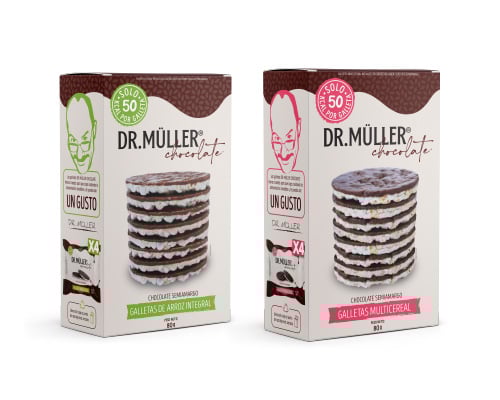 CAJA DR.MULLER CHOCOLATE SEMIAMARGO GALLETA ARROZ INTEGRAL Y MULTICEREAL- 16 UNIDADES