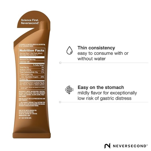 NeverSecond C30 Gel energético+75mg Caffeine