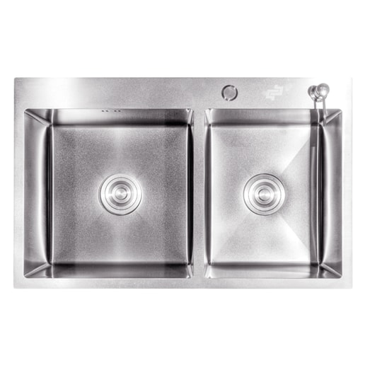 FREGADERO EMPOTRAR 2PZS.SATIN SILVER 82X45X23CM TABLA BP03204