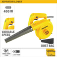 SOPLO-ASPIRADORA VEL. VARIABLE 450W-120V UYUSTOOLS UY-SOP35R