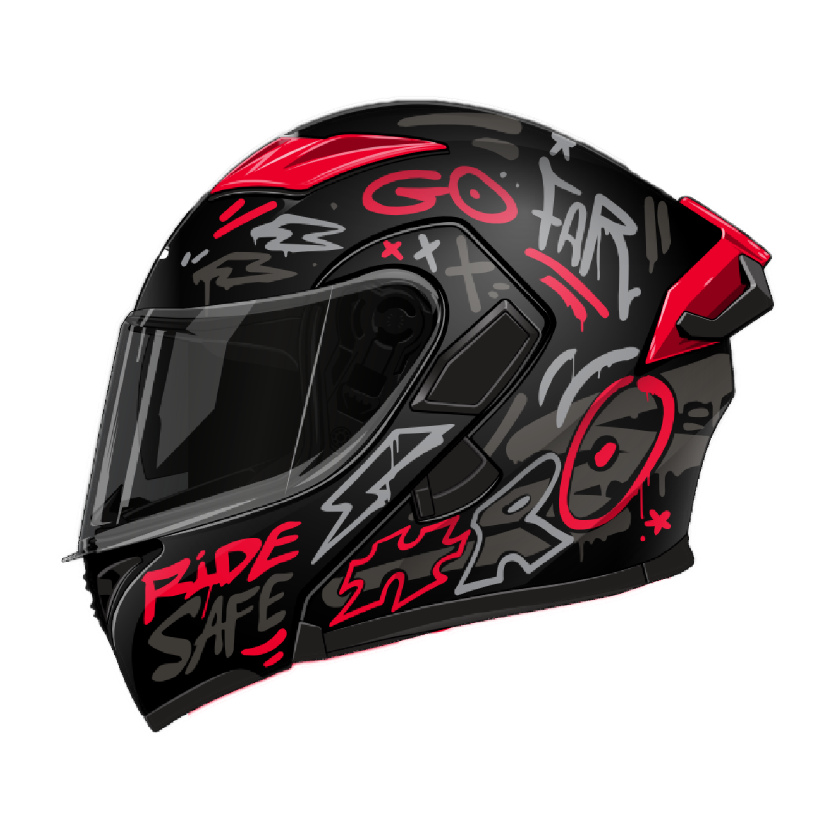 CASCO HRO 3400DV EVO DESTROY NEGRO MATE ROJO