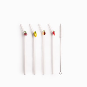 Pitillos de vidrio frutas set x4