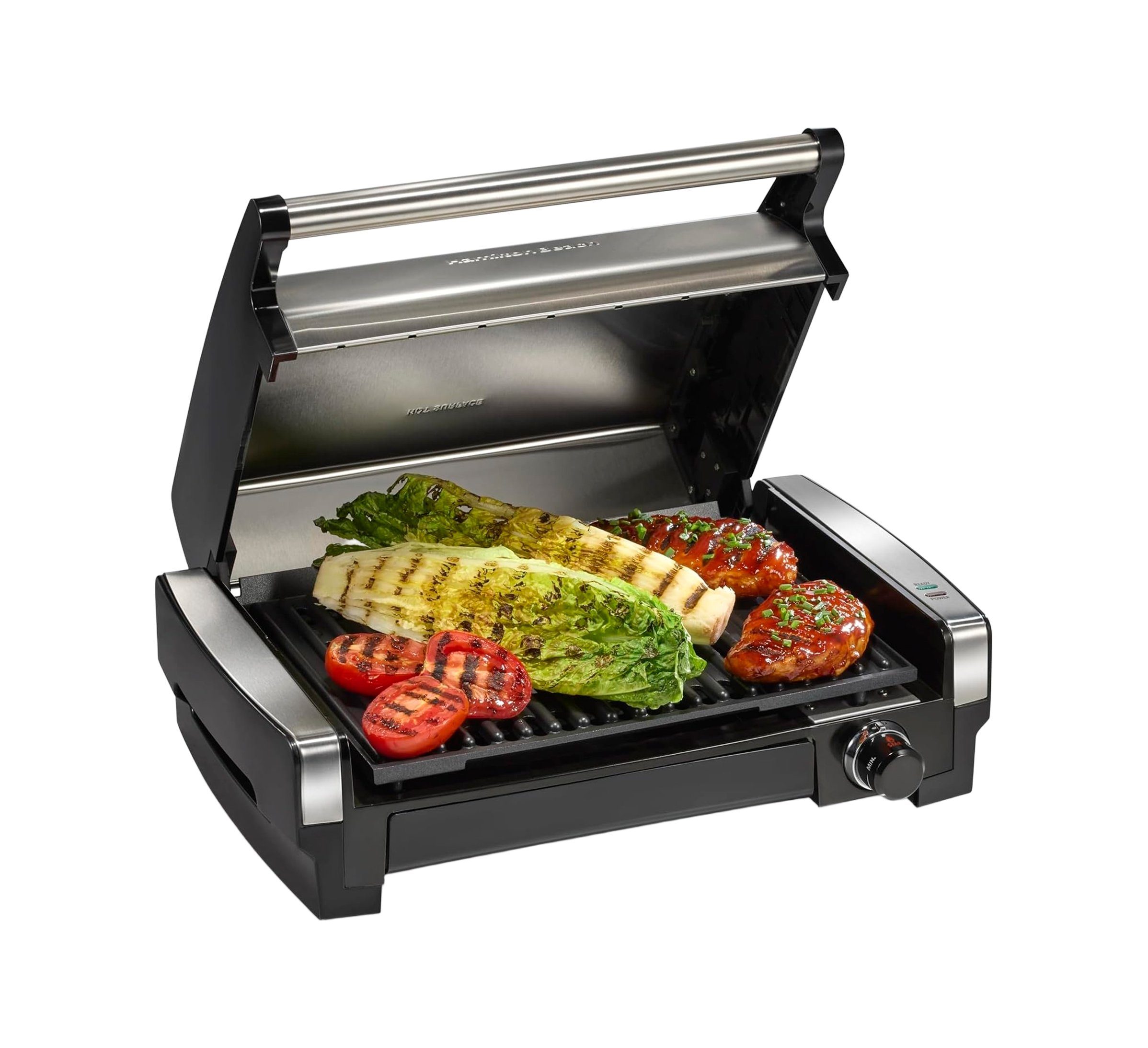 Hamilton Beach parrilla electrica con tapa de vidrio 5H00SAM