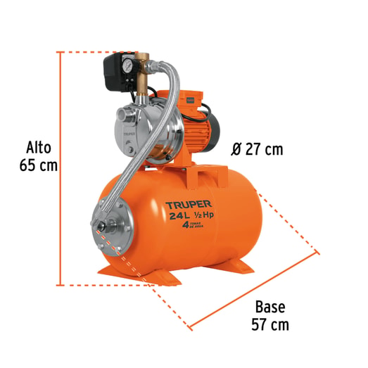 SISTEMA HIDRO. JET 1/2HP TANQUE 24LT. TRUPER 10077