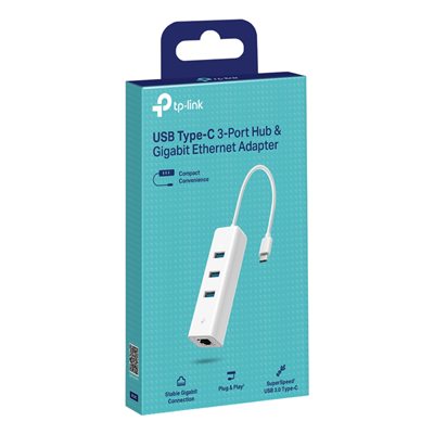 ADAPTADOR TP-LINK TPLINK USB-C 2 EN 1 HUB 3 PUERTOS USB 3.0 Y ADAPTADOR ETHERNET GIGABIT UE330C