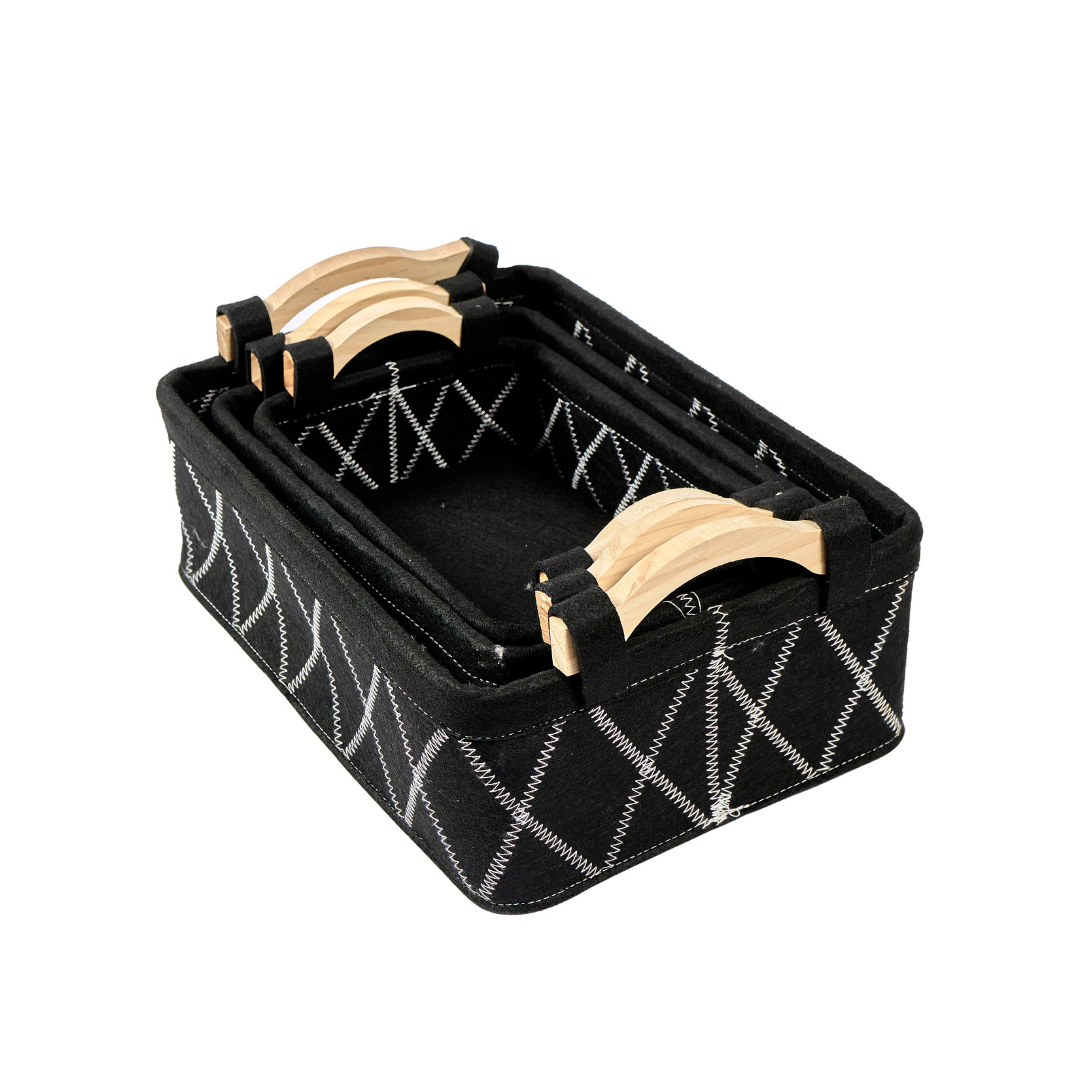 Canastas de tela - NEGRO - Set X3