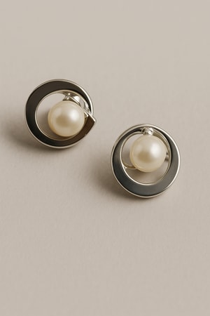 Arete Aro Doble Con Perla