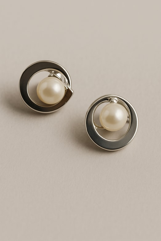 Arete Aro Doble Con Perla