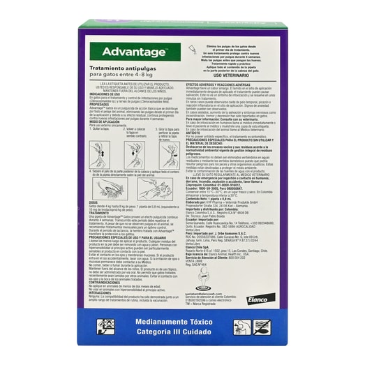 Advantage Antiparasitario 4-8 Kg Elanco Para Gato *1