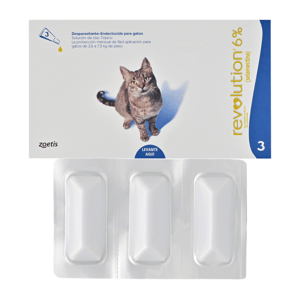 Revolution 6% Azul Gato 2.6 -7.5Kg Tubo 45Mg/0.75Ml Caja*3