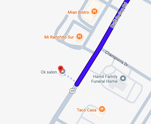 Map showing the location of CK Salon