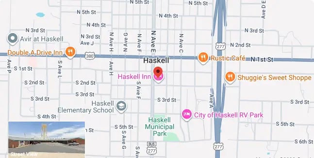 Map showing the location of Haskell Inn