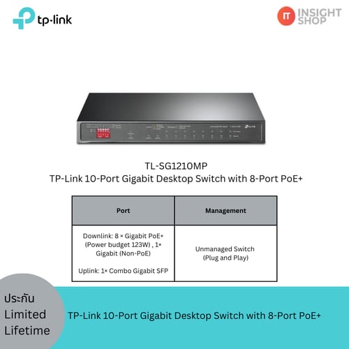 [TL-SG1210MP] TP-Link 10-Port Gigabit Desktop Switch with 8-Port PoE+