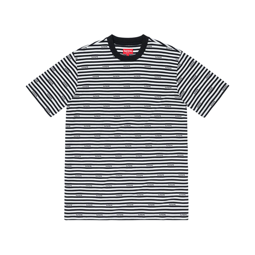 SUPREME LOGO STRIPE SS19 S/S TOP T-SHIRT BLACK/WHITE