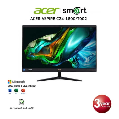 ออลอินวัน ACER ASPIRE AIO C24-1800/T002 Intel i5-1334U/ 16GB/512GB/23.8"/Win11+Office/black