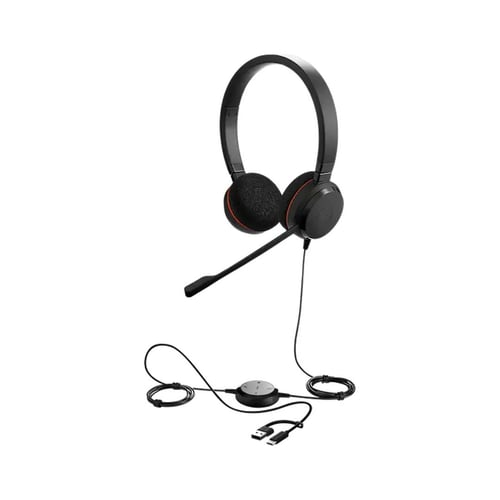 Jabra Evolve 20, USB C/A, MS Stereo (4999-823-169) หูฟังมีสายสำหรับประชุมออนไลน์ ไมค์ชัด ตัดเสียงรบกวน