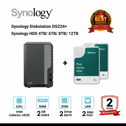 NEW] Synology DiskStation DS224+ 2-Bay NAS + Synology HDD