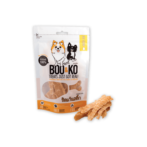 [MANOON] BOO&KO  Chicken Sticks with Baked Egg บูแอนด์โค เนื้ออกไก่หมักไข่ไก่อบแห้งสำหรับสุนัข ขนาด 60 กรัม