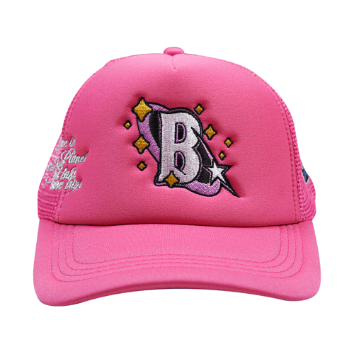 BLUE PLANET MOB TRIPPY B TRUCKER HAT PINK