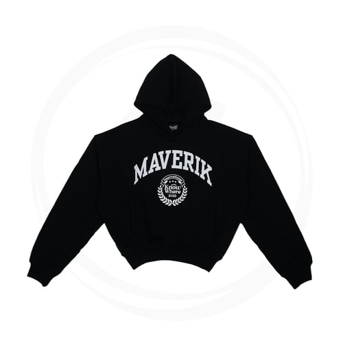KNOWWHERE X MAVERIK CROP BASIC HOODIE BLACK