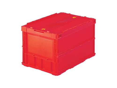 กล่องพลาสติก Trusco พับได้แบบบาง มีฝา 50L สีแดง