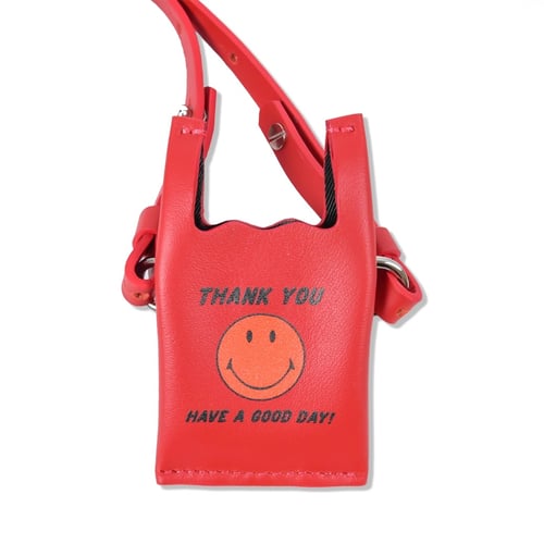 SMILE CLUB CUSTOM MINI SHOPPING LEATHER BAG RED
