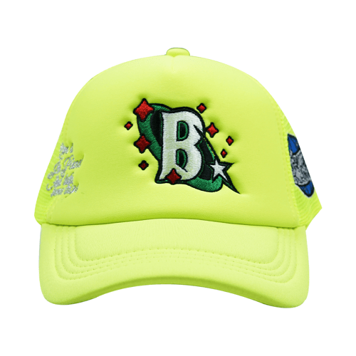 BLUE PLANET MOB TRIPPY B TRUCKER HAT NEON