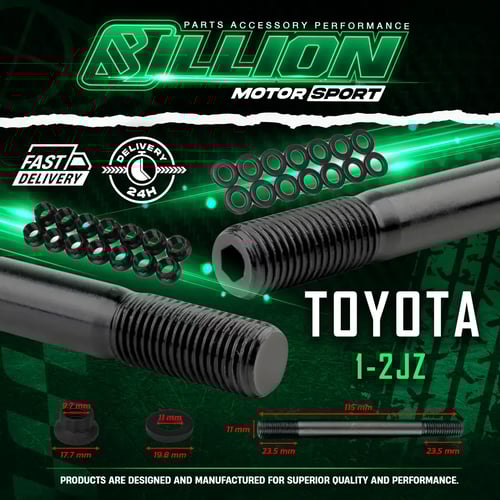 น็อตฝาสูบ Billion TOYOTA 1JZ / 2JZ Head Studs ชุดน็อตฝาเครื่องเทอร์โบเสริมความแข็งแรง
