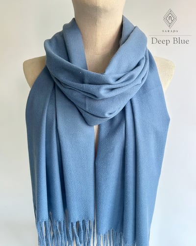 ผ้าพันคอแคชเมียร์ Deep Blue (ผ้าหนา)