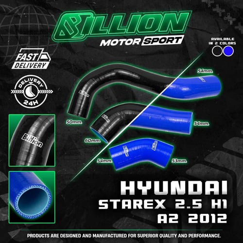 ท่ออินเตอร์ Billion Hyundai STAREX 2.5 H1 เครื่อง A2 ปี 12 [3ชิ้น-BLACK]