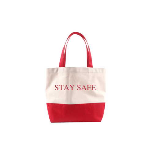 Shopping Bag ใบเล็ก ฐานแดง สกรีน STAY SAFE