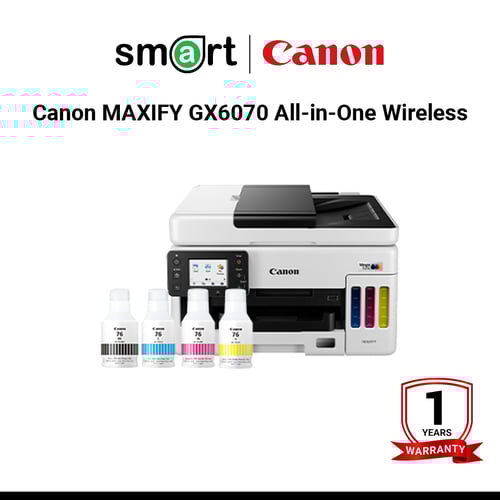 เครื่องพิมพ์อิงค์เจ็ท Canon MAXIFY GX6070 All-in-One Wireless Ink Tank (Colour)