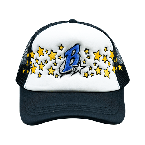 BLUE PLANET MOB ALL STAR TRUCKER HAT BLACK/WHITE