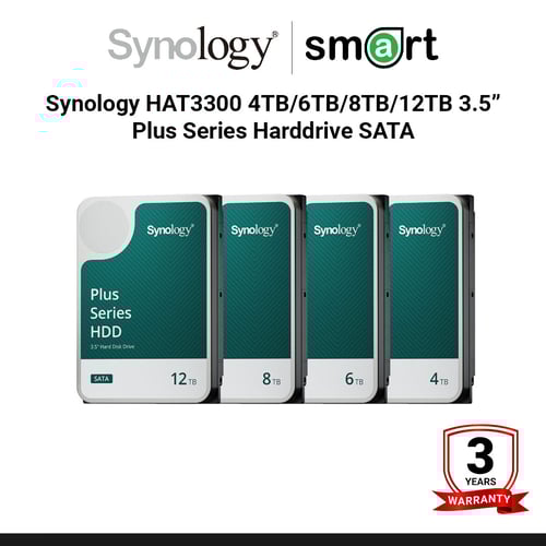 Synology HAT3300 4TB/6TB/8TB/12TB/16TB 3.5” Plus Series Harddrive