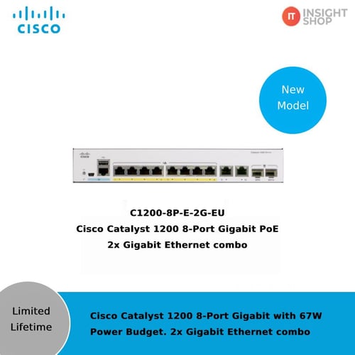 [C1200-8P-E-2G] Cisco Catalyst 1200 8-port GE, PoE, Ext PS, 2x1G Combo