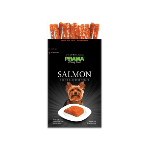 [MANOON] PRAMA Snack Salmon Flavor พราม่า สแน็ค ขนมสำหรับสุนัขรสแซลมอน ขนาด 70 กรัม