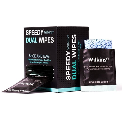 ผลิตภัณฑ์ทำความสะอาดรองเท้าแบบพกพา Wilkins : Speedy Dual Wipes
