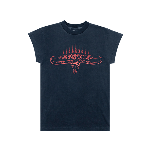 LONGNUAMBOYZ X CARABAO SHORT SLEEVES T-SHIRT FADE BLACK